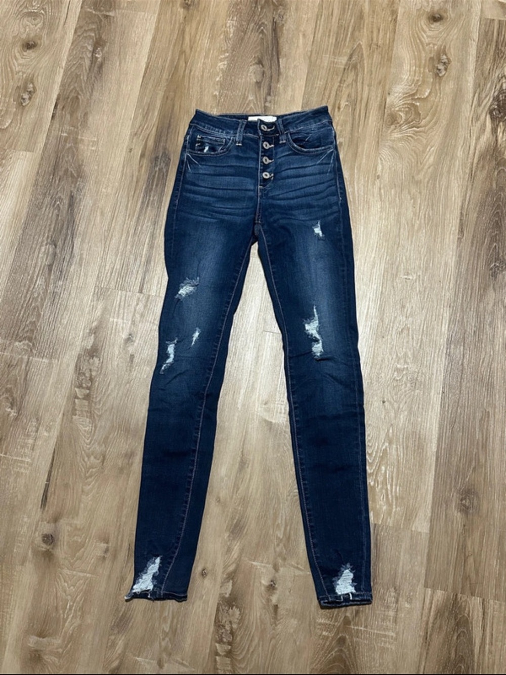 KanCan Dark Blue High-Rise Distressed Skinny Jeans
